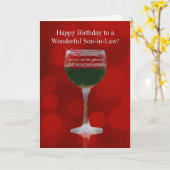 Son in Law Funny Wine Themed Happy Birthday Cheer Karte (Gelbe Blume)