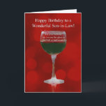 Son in Law Funny Wine Themed Happy Birthday Cheer Karte<br><div class="desc">Für einen unterhaltsamen Jurysohn zum Geburtstag. Alles im Leben kann auf zwei Arten betrachtet werden,  aber es kann auch eine dritte Option geben! Eine lustige Weinkarte zum Thema Wein.</div>