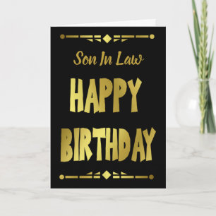 Son-in-Law Modern Black Gold Happy Geburtstag Karte