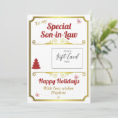 Son in Law Weihnachtskarten Inhaber Feiertagskarte (Stehend Vorderseite)