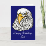 Son in the troops Birthday Karte<br><div class="desc">If your son is fighting for your country and is having a birthday away from home, this father to his son card is ideal. DESIGN - A close up vector illustration of the face of a bald eagle, has the words "Happy Birthday, Son" below it and a meaningful message inside,...</div>