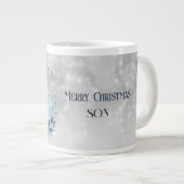 Son Merry Christmas Blue Modern Deire Jumbo-Tasse (Vorderseite Rechts)