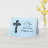 Son Ordination Glückwunsch Verziert Cross Karte (Gelbe Blume)