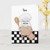 Son Personalize Vathers Day Whimsical Gnome Koch Karte (Gelbe Blume)