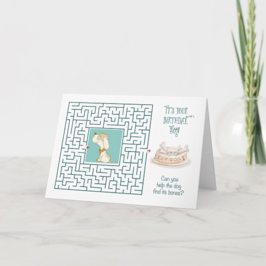 Son Phantastisch Birthday Puzzle Maze mit Hund Karte (Vorderseite)