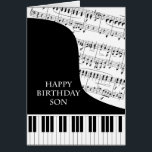 Son Piano und Musik Geburtstag<br><div class="desc">Eine Geburtstagskarte für einen Sohn,  der Klaviermusik spielt. Ein Flügel mit den Tasten am Ende der Karte. Ein Notenblatt füllt den Hintergrund. Eine tolle Karte für jemanden,  der Musik Liebe. Dies ist KEINE Musikkarte,  es spielt KEINE Musik:</div>
