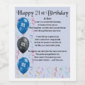 Son Poem Wine Bottle Label - 21. Geburtstag Weinetikett (Einzelnes Label)