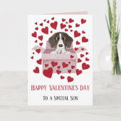 Son Puppy in Box Valentine's Karte (Vorderseite)