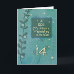 Son Religious 14. Geburtstag Green Hand Drawn Look Karte<br><div class="desc">Dein Junge wird in den nächsten Tagen vierzehn. Holen Sie sich das auf den Weg,  damit Sie,  wenn dieser Tag ankommt,  mit ihm die herzlichste 14. Geburtstagsbotschaft teilen können,  die er je bekommen wird.</div>
