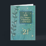 Son Religious 21. Geburtstag Green Hand Drawn Look Karte<br><div class="desc">Große Erinnerungen seiner Kindheit sind alles,  was du jetzt hast. Wenn er erwachsen wird,  werden diese Erinnerungen in seinem Herzen und Geist für immer bleibe. An seinem 21. Geburtstag geben Sie diese Karte Ihrem wertvollen Sohn und lass ihm wissen,  dass er sehr geliebt ist.</div>