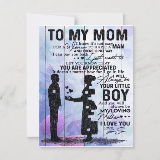 Son to my Mama Letter, Zuhause Decoration, Einladung (Vorderseite)