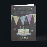Son Trendy Chalk Board Effekt mit Geburtstagskuche Karte<br><div class="desc">Son Trendy Chalk Board Effekt mit Geburtstagskuchen</div>