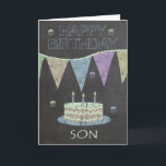 Son Trendy Chalk Board Effekt mit Geburtstagskuche Karte<br><div class="desc">Son Trendy Chalk Board Effekt mit Geburtstagskuchen</div>