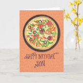 Son Tween Teen Pizza Birthday Karte (Gelbe Blume)