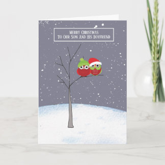 Son und sein Freund Owl Couple Weihnachten Karte