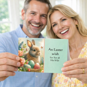 Son und seine Ehefrau Happy Osterkaninchen Grußkar Karte
