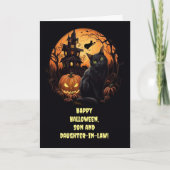 Son und Tochter im Gesetz glücklich Halloween Cute Karte (Vorderseite)
