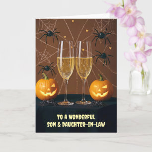 Son und Tochter im Gesetz glücklich Halloween Nied Karte