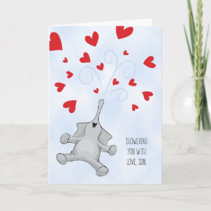 Son Valentine's Day Elephant & Hearts Feiertagskarte