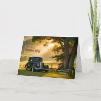Son Vatertag Klassisches Auto im Sommer Wiese