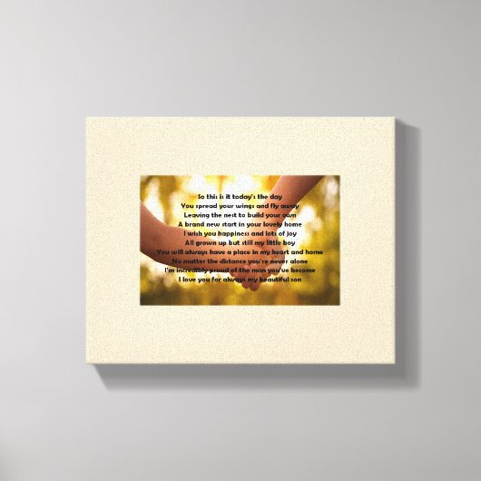 Son verlasse Zuhause Gedicht auf der Leinwand (Vorderseite)