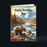 Son Watercolor Bear by Stream zum Geburtstag Karte<br><div class="desc">"AI-generiertes Kunstwerk mit Designrichtung von Susang6"</div>