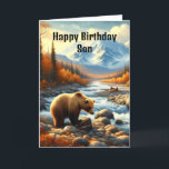 Son Watercolor Bear by Stream zum Geburtstag Karte<br><div class="desc">"AI-generiertes Kunstwerk mit Designrichtung von Susang6"</div>