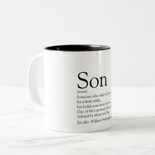 Son World's Best Ever Definition Modern Fun Zweifarbige Tasse (Vorderseite Links)