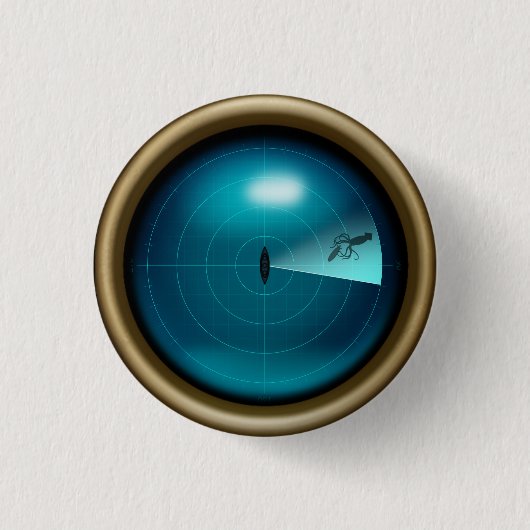 Sonarbild eines Kraken-Nautischen Steampunks Button (Vorderseite)