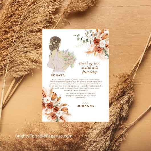 Sonata Bridesmaid Terracotta Chic Soft Boho Fall Einladung
