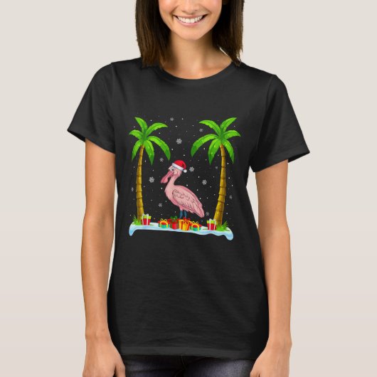 Sonbill Santa Hat Palm Tree Beach Xmas Pajama  T-Shirt (Vorderseite)