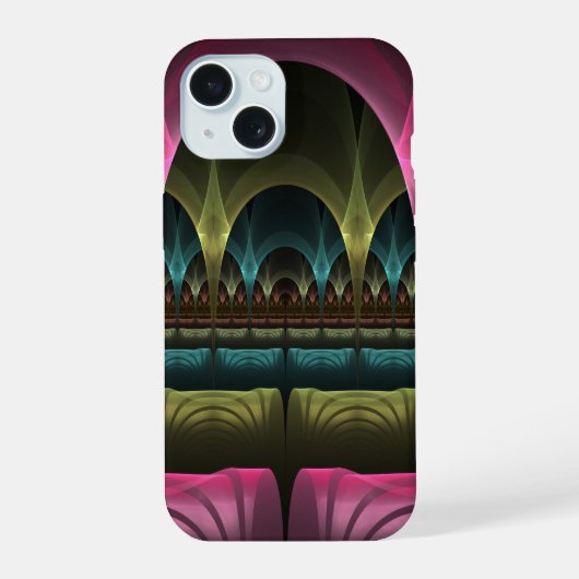 Sonder-Fantasie-Muster abstrakt farbenfroh Fraktal iPhone 15 Hülle (Rückseite)