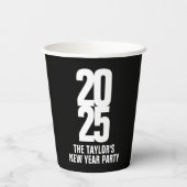 Sonderaktion 2025 für das neue Jahr mit weißem Tex Pappbecher (Rückseite)
