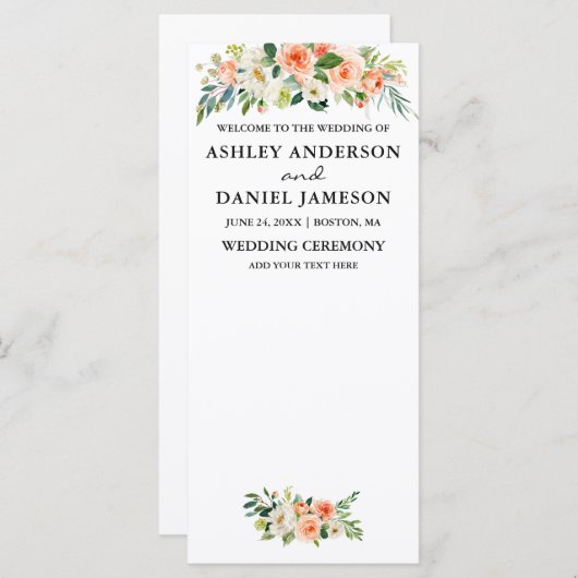 Sonderaktion 3 - Hochzeitsprogramm für Blumen Menükarte (Vorne/Hinten)