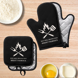 Sonderaktion für den besten Grillmeister Vater Vat Ofenhandschuh & Topflappen-Set