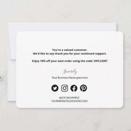 Sonderaktion für Firmenlogos 10 % bieten maßgeschn Dankeskarte (Rückseite)