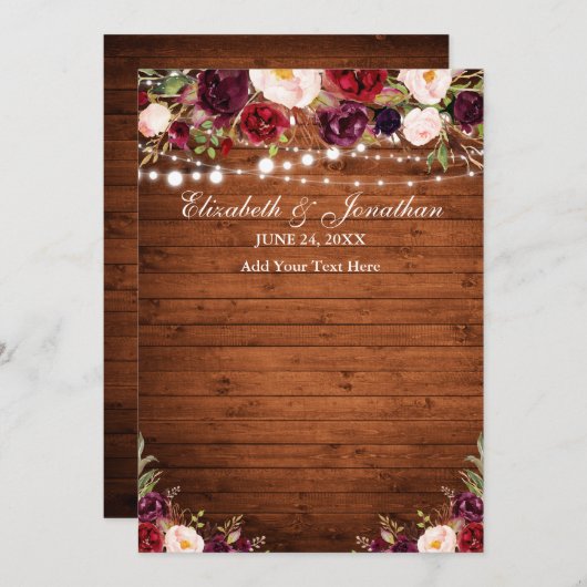 Sonderaktion - Programmkarte für Hochzeiten 1 (Vorne/Hinten)