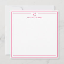 Sonderanfertigung: Briefpapier mit rosa Rand und M