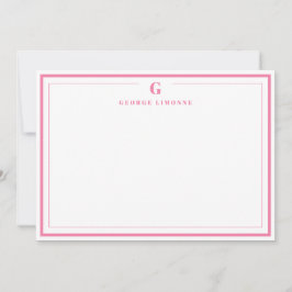 Sonderanfertigung: Briefpapier mit rosa Rand und M Mitteilungskarte