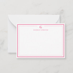 Sonderanfertigung: Briefpapier mit rosa Rand und M Mitteilungskarte