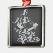 Sonderanfertigung für Skateboarden Silbernes Ornament (Links)