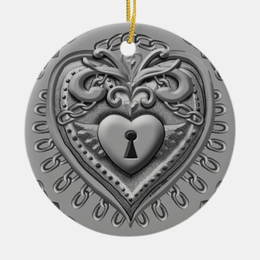 Sonderanfertigungen für die Silvery Heart Lock Keramik Ornament (Vorne)
