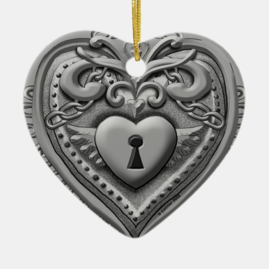 Sonderanfertigungen für die Silvery Heart Lock Keramikornament (Vorne)