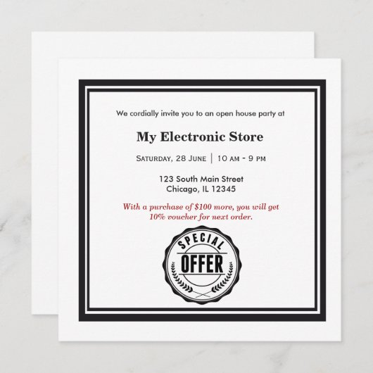 Sonderangebot Grand Opening Einladung (Vorne/Hinten)