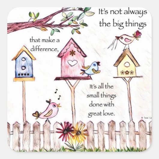 Sonderaufkleber Birdhouse-Malerei Quadratischer Aufkleber (Vorderseite)