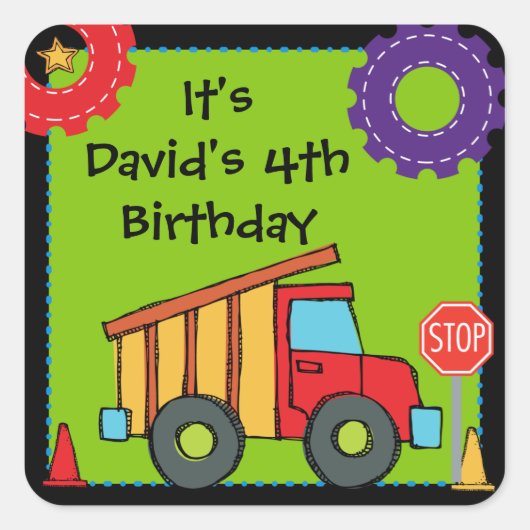 Sonderaufkleber für das Baufahrzeug Quadratischer Aufkleber (Vorderseite)