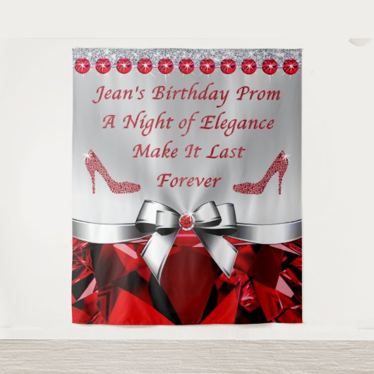 Sonderauftrag für Jean, Ruby Birthday Hintergrund Wandteppich (Vorderseite)