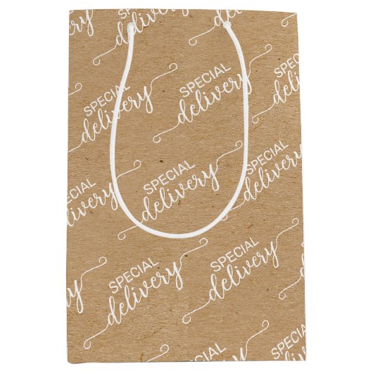 Sonderausgabe Word Art Imitate Rustic Brown Kraft Mittlere Geschenktüte (Vorderseite)