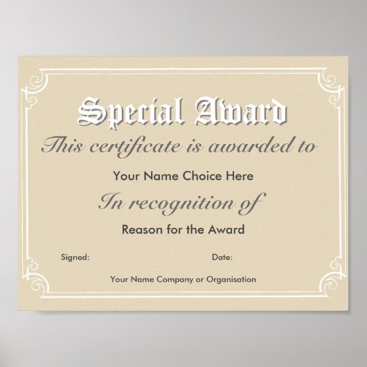 Sonderauszeichnung Poster (Vorne)