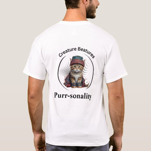 sonderbare Katze in schottischem Tartan | Funny Sa T-Shirt (Rückseite)
